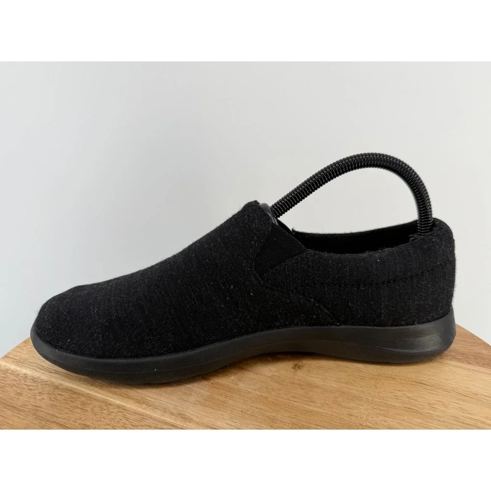 Merinos Women Black Wool Slip On Sneakers Comfort Walking‎ Shoes Size 9 EU 39.5